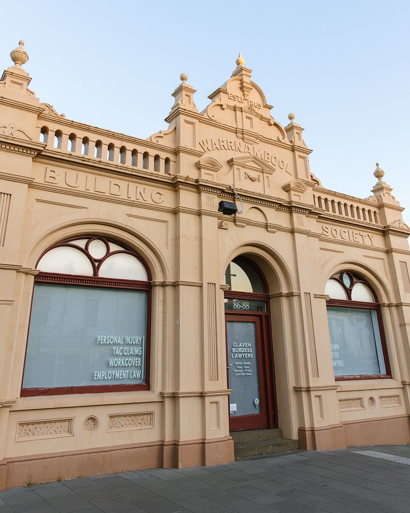 Our office – 88 Liebig Street, Warrnambool Our office in the historic Warrnambool Building Society building, 88 Liebig Street, Warrnambool